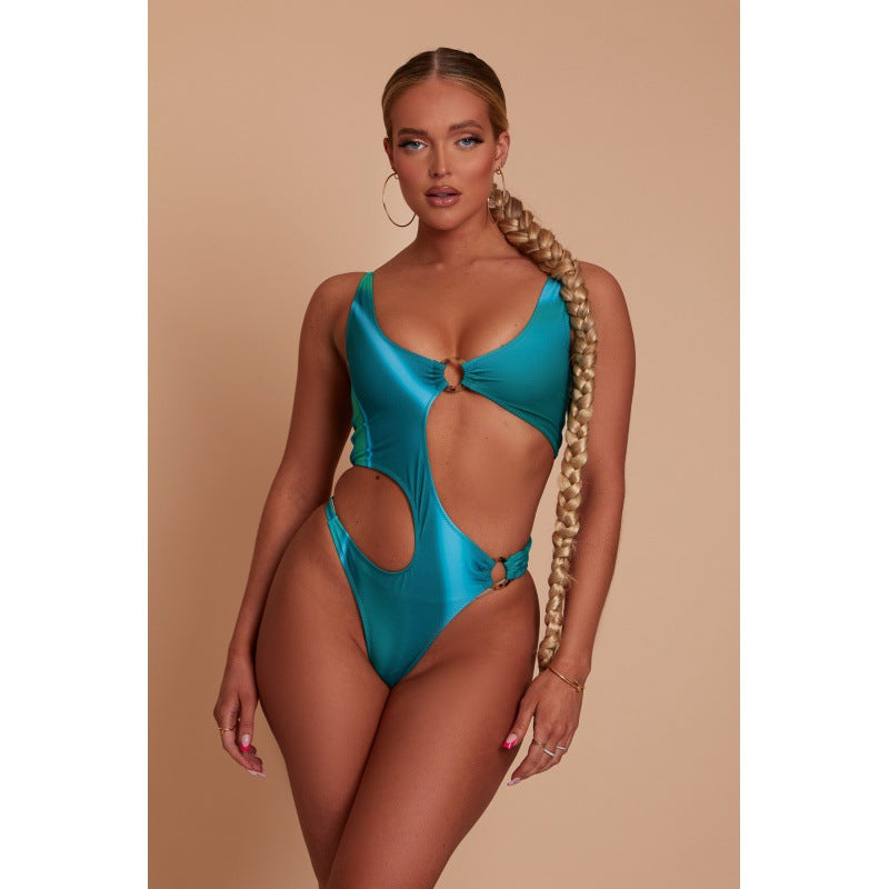 Damen Einteiliger Badeanzug mit aufregendem Cut-Out-Design und sportlichem Schnitt R&B
