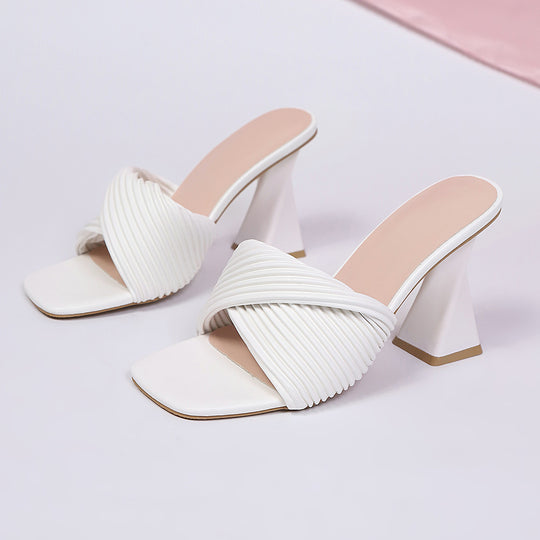 Damen Trendy Slipper mit strukturiertem Riemen und blockiertem Absatz R&B