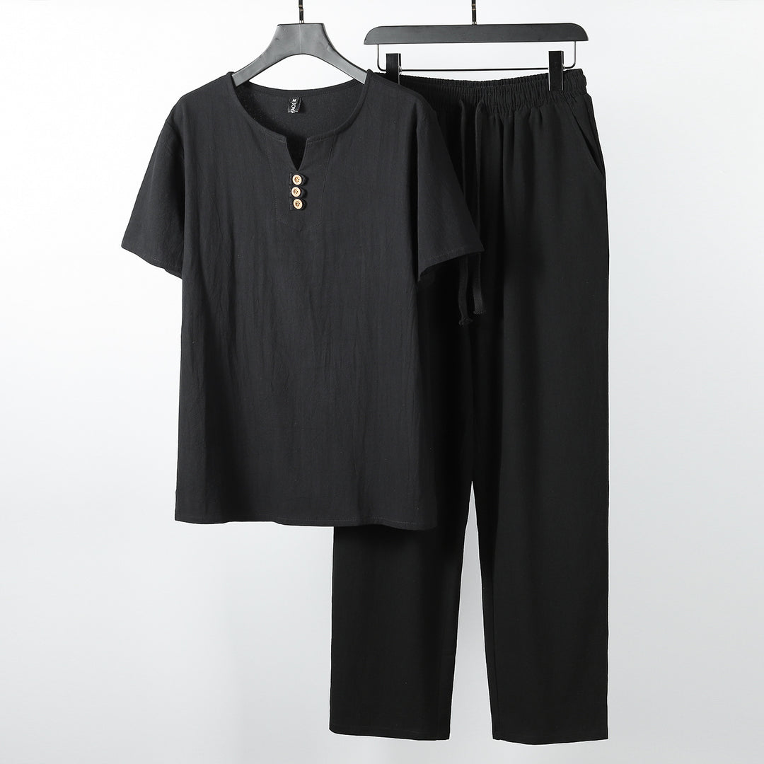 Damen lässiges Lounge-Set mit Knopfdetails und elastischem Bund R&B