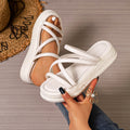 Damen Komfortable und modische Plateau-Sandalen mit gekreuzten Riemen R&B