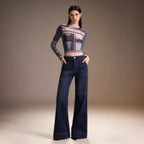 Damen High-Waist Weitbeinerhosen mit angesagtem Aufnäher