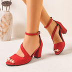 Damen Offene Blockabsatz Sandalen mit elegantem Riemen-Design R&B