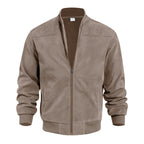 Herren nan Veloursleder-Optik Bomberjacke mit Stehkragen Rippbündchen und seitlichen Eingrifftaschen R&B