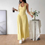Damen Maxi-Kleid mit trägerlosem Design und voluminösem Rock
