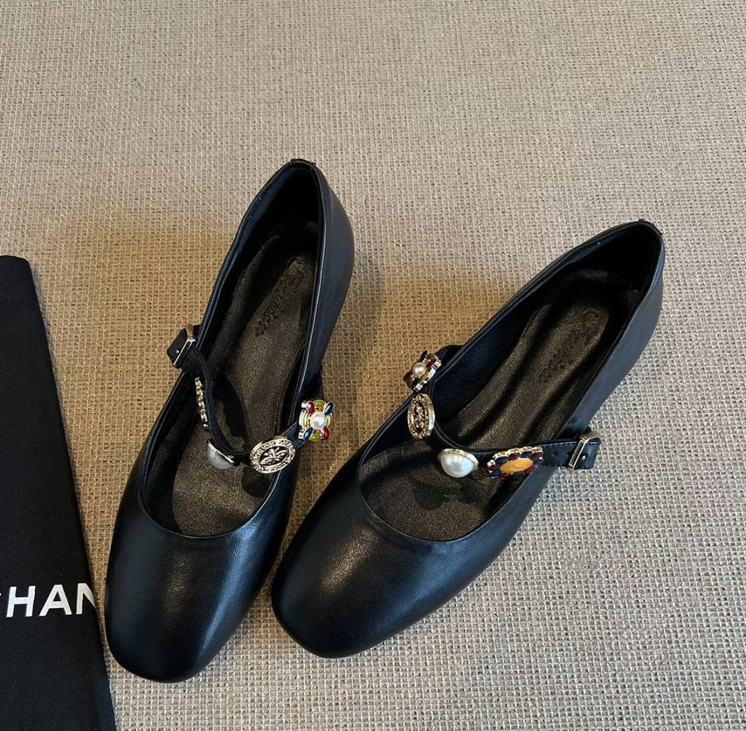 Damen Ballerina-Schuhe mit dekorativer Schnalle und elegantem Design R&B