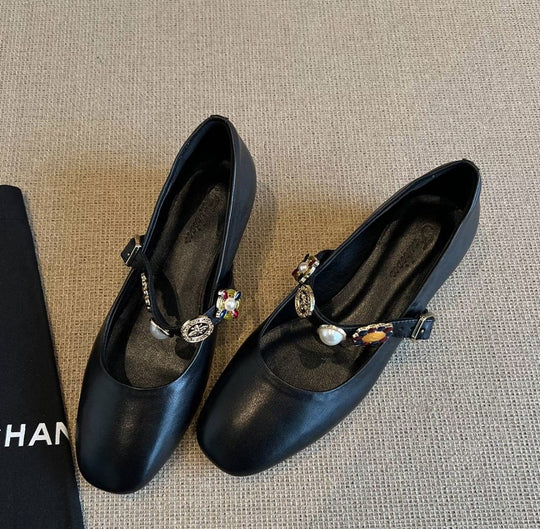 Damen Ballerina-Schuhe mit dekorativer Schnalle und elegantem Design R&B
