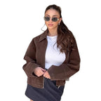 Damen Suede Jacke mit großzügigem Schnitt und eleganten Details R&B