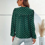 Damen Bluse mit feinem Druck und Knopfdetails R&B