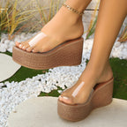 Damen Plateausandalen mit transparentem Obermaterial und rutschfester Sohle