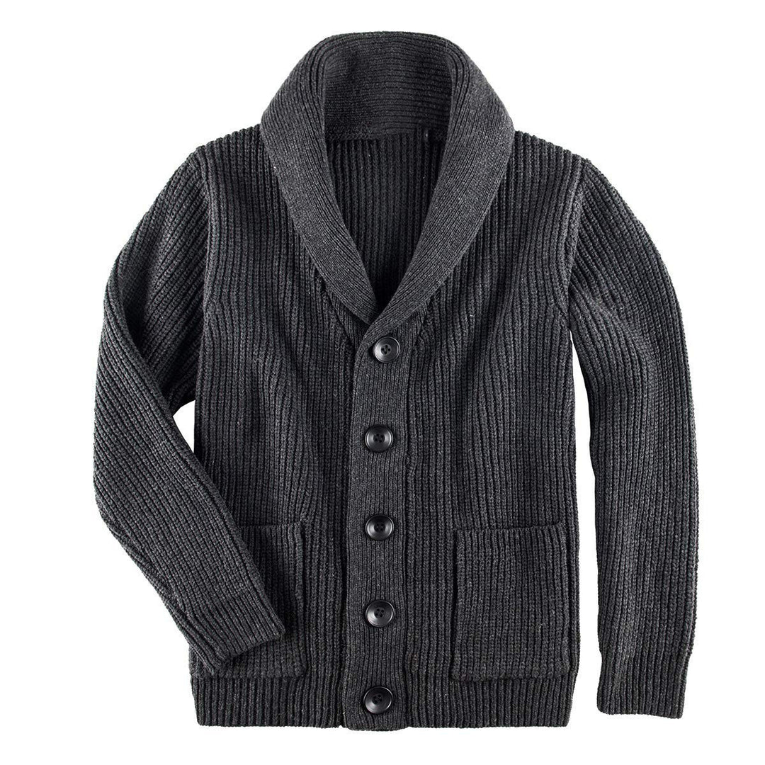 Damen Strickjacke mit Schalkragen und Knopfverschluss R&B