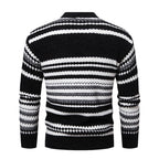 Herren gestreifter Strickpullover mit hohem Stehkragen und weicher Textur R&B