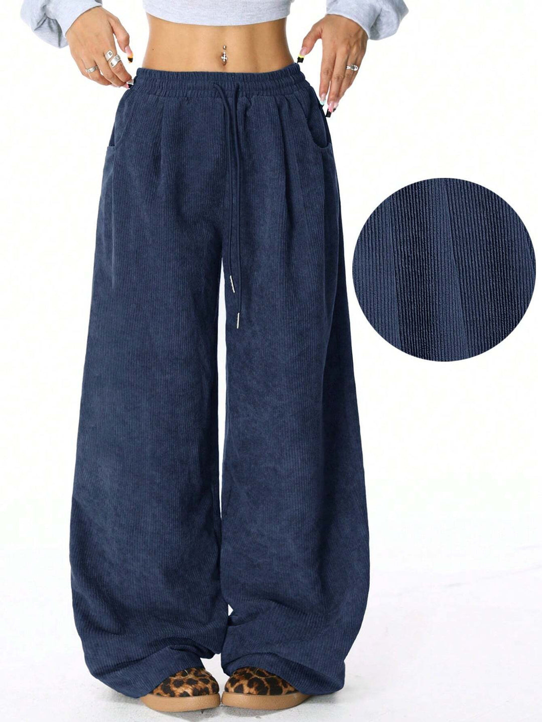 Damen Weite Cord-Hose mit elastischem Bund R&B