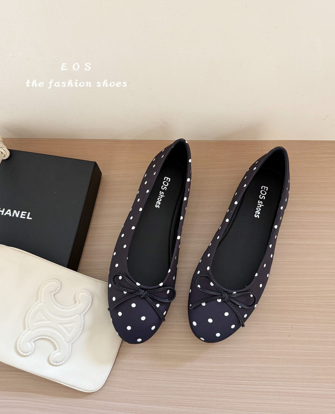 Damen Ballerinas mit modischem Punkte-Design und dekorativem Schleifenakzent R&B