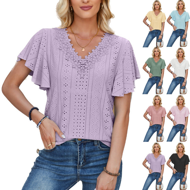 Damen Spitzenshirt mit Volants R&B