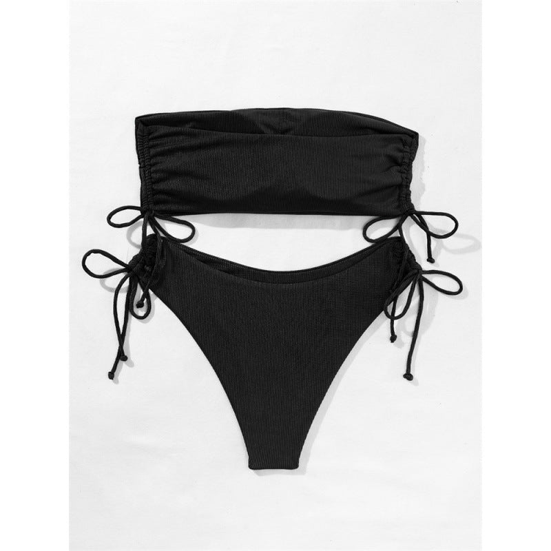 Damen Bandeau-Bikini mit verstellbaren Raffung R&B