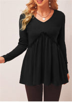 Damen V-Ausschnitt Langarmshirt mit Rüschendetail R&B