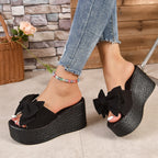 Damen Wedge-Pantoletten mit eleganten Schleifen aus hochwertigem Material R&B
