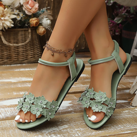 Damen elegante Sandalen mit floralem Design und rutschfester Sohle R&B