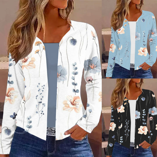 Damen Langarm-Cardigan mit floralen Mustern R&B