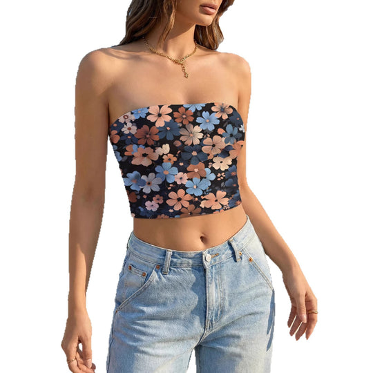 Damen Bandeau-Top mit verspieltem Dinosaurier-Motiv und elastischem Schnitt R&B