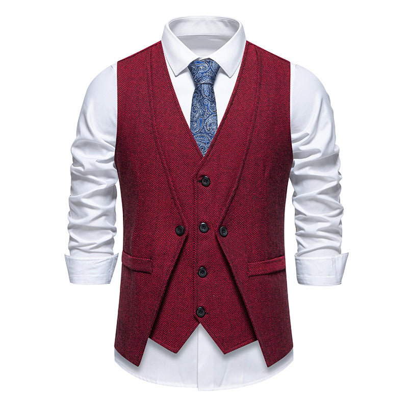 Herren elegante Anzugweste mit strukturiertem Hahnentritt R&B