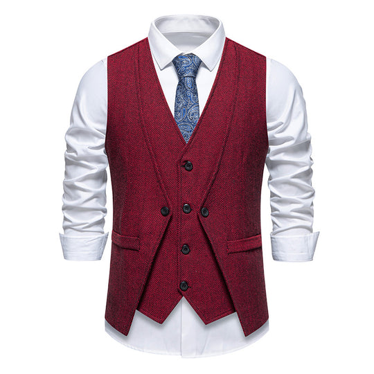 Herren elegante Anzugweste mit strukturiertem Hahnentritt R&B