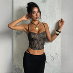 Damen Spitzen-Crop-Top mit verstellbaren Trägern R&B