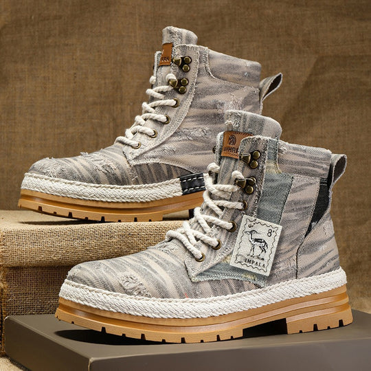 Damen Sportliche High-Top Boots mit strapazierfähigem Denim-Obermaterial R&B