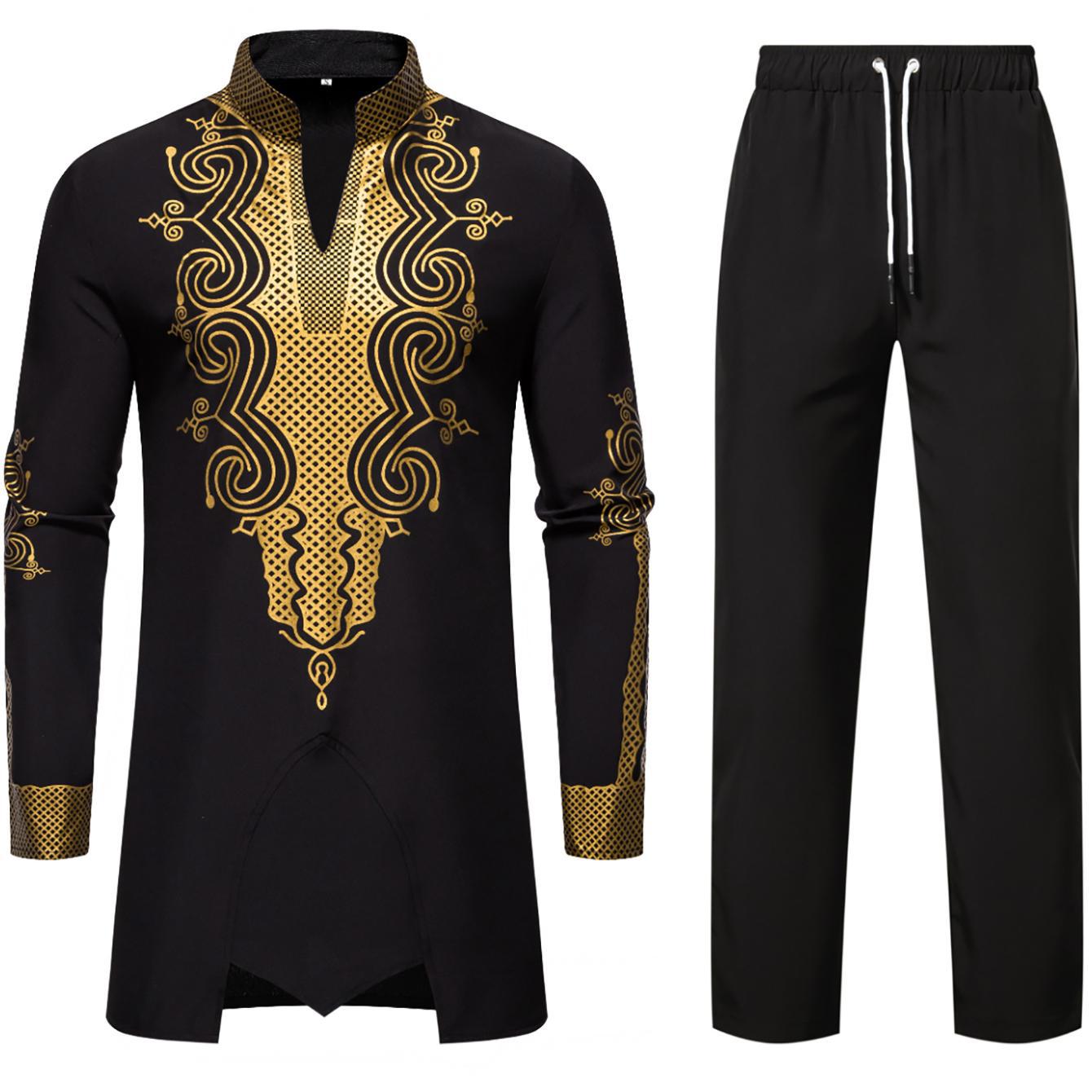 Herren traditionelles Outfit mit aufwendigem Muster R&B