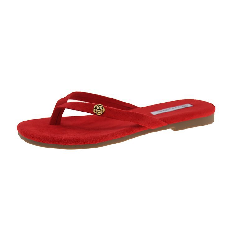 Damen modische Zehentrenner-Sandalen mit eleganter Blumenapplikation R&B