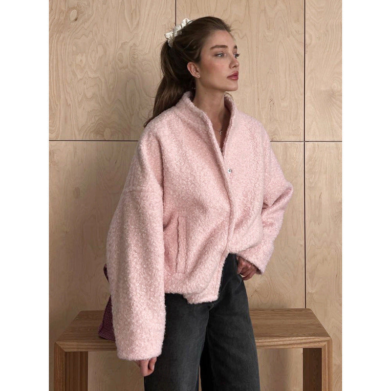 Damen Flauschige Kapuzenjacke aus Teddyfell mit seitlichen Taschen R&B