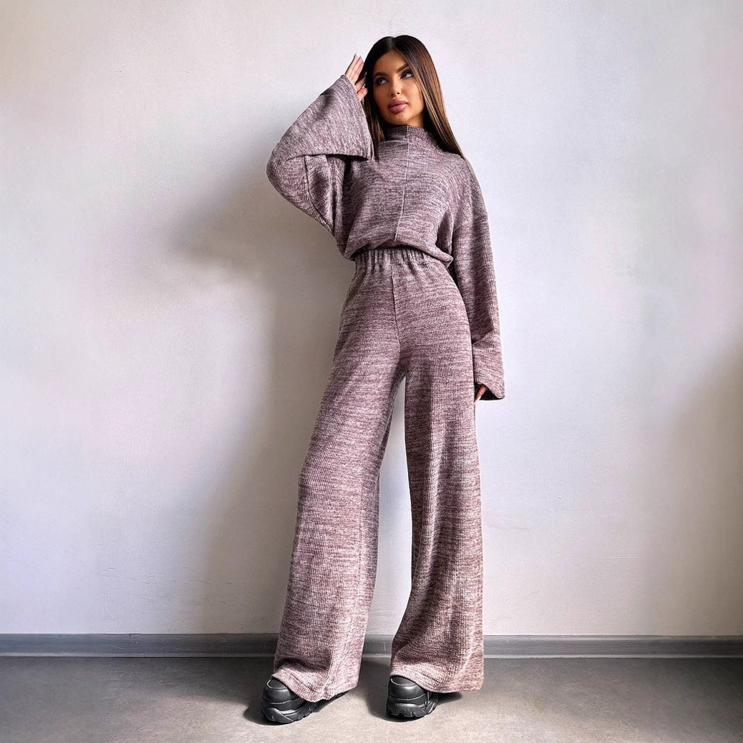 Damen Bequemer Sweat-Loungewear-Anzug mit weitem Schnitt und hohen Ärmeln R&B
