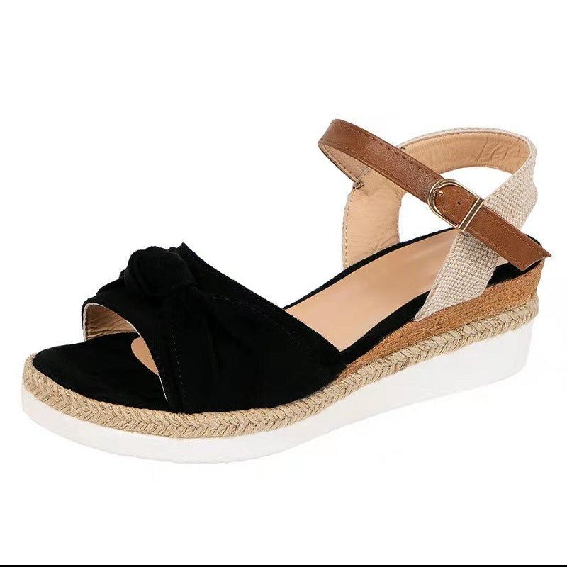 Damen Wedge-Sandaletten mit eleganter Schleifenapplikation und komfortablem Fußbett R&B