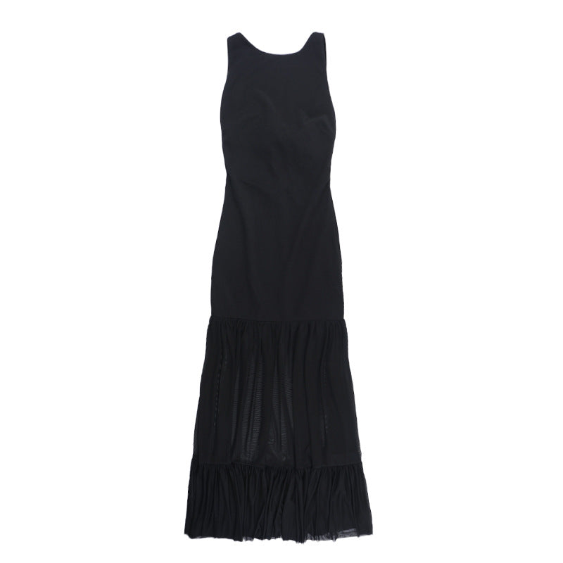 Damen Maxikleid mit transparentem unteren Saum R&B