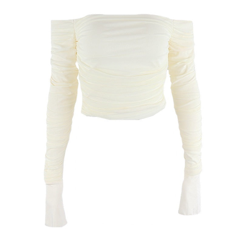 Damen Elegantes asymmetrisches Oberteil mit Raffungen und Puffärmeln R&B