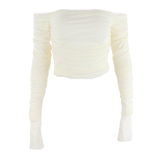Damen Elegantes asymmetrisches Oberteil mit Raffungen und Puffärmeln R&B