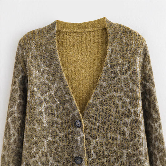 Damen Kuschelige Strickjacke mit animalischem Muster R&B