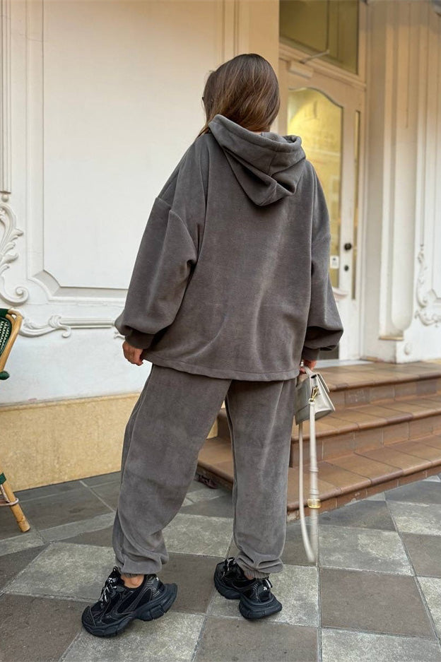 R&B | Crew Polar Fleece Kapuzenpullover und Jogginghose Zweiteiliges Satz