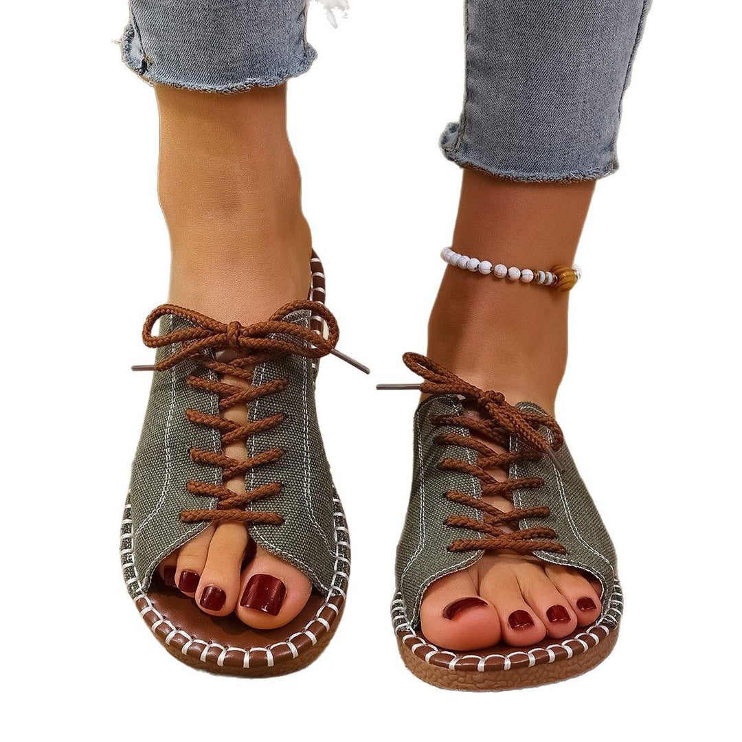 Damen lässige Schnürsandalen mit flexiblem Fußbett R&B