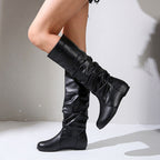 Damen nan knielange Slouch-Stiefel mit weichem Schaft und niedrigem Blockabsatz R&B