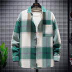 Herren nan oversized kariertes Flanellhemd mit Brusttasche und klassischem Knopfverschluss R&B