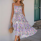 Damen Maxikleid mit floralem Design und verstellbarem Taillenzug R&B