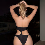 Damen Einteiler Badeanzug mit trendigem Cut-Out Design R&B