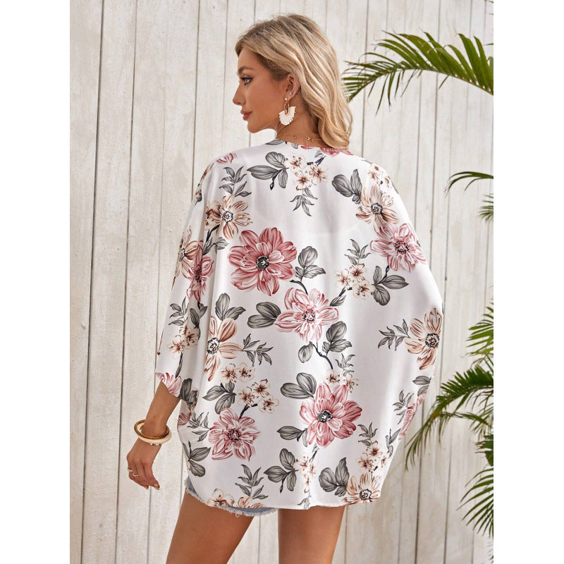 Damen Modischer Kimono mit floralem Design und weit geschnittenen Ärmeln R&B