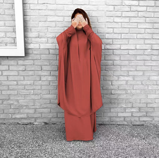 Damen Elegantes Maxikleid mit weit ausgestellten Ärmeln und fließendem Schnitt R&B