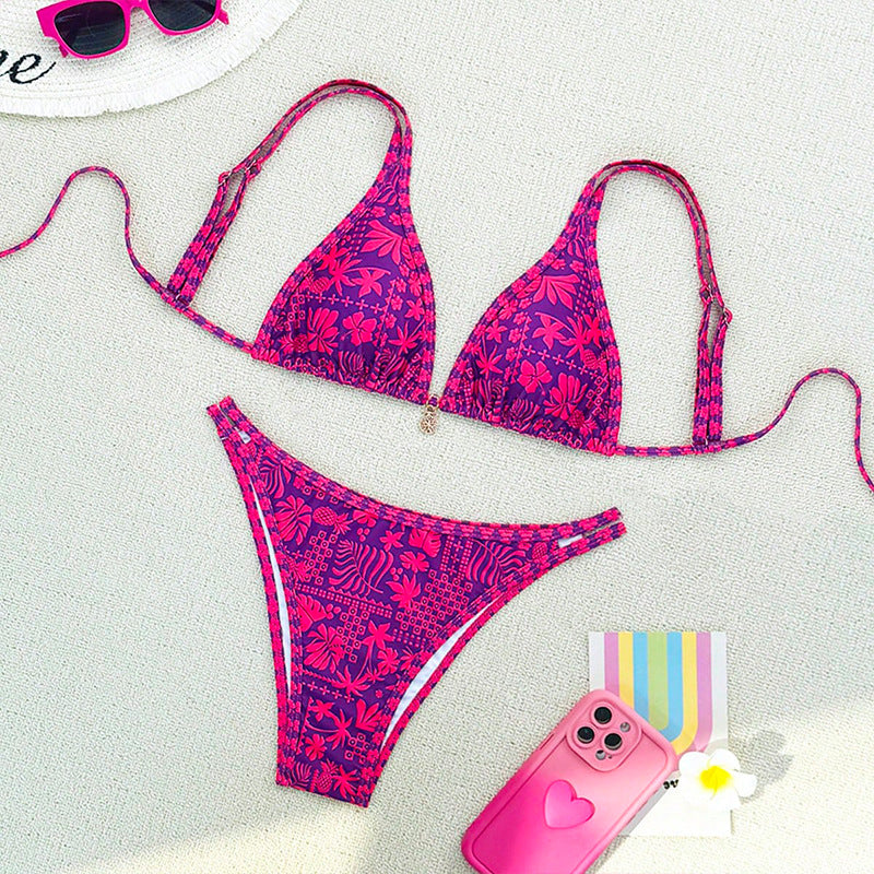 Damen Triangel-Bikini-Set mit verstellbaren Trägern
