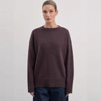 Damen weicher Strickpullover mit lässigem Schnitt und hochgeschlossenem Hals R&B