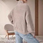 Damen Grobstrickpullover mit Rollkragen und lässigem Schnitt R&B