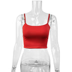 Damen Figurbetontes Crop-Top aus elastischem Material mit Spaghetti-Trägern