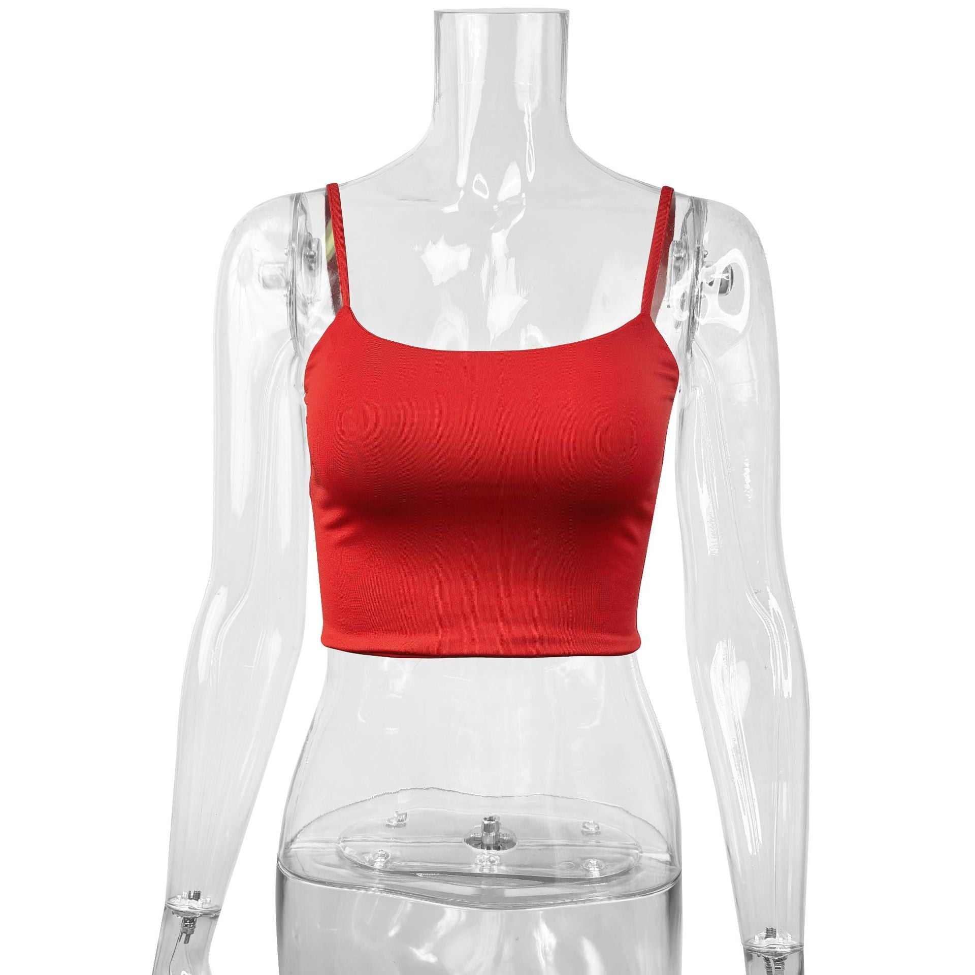 Damen Figurbetontes Crop-Top aus elastischem Material mit Spaghetti-Trägern